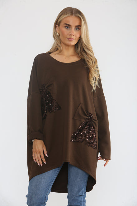 SEQUIN BOW SEWATSHIRT