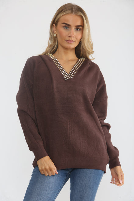 DETAIL SEQUIN HOODED JUMPER