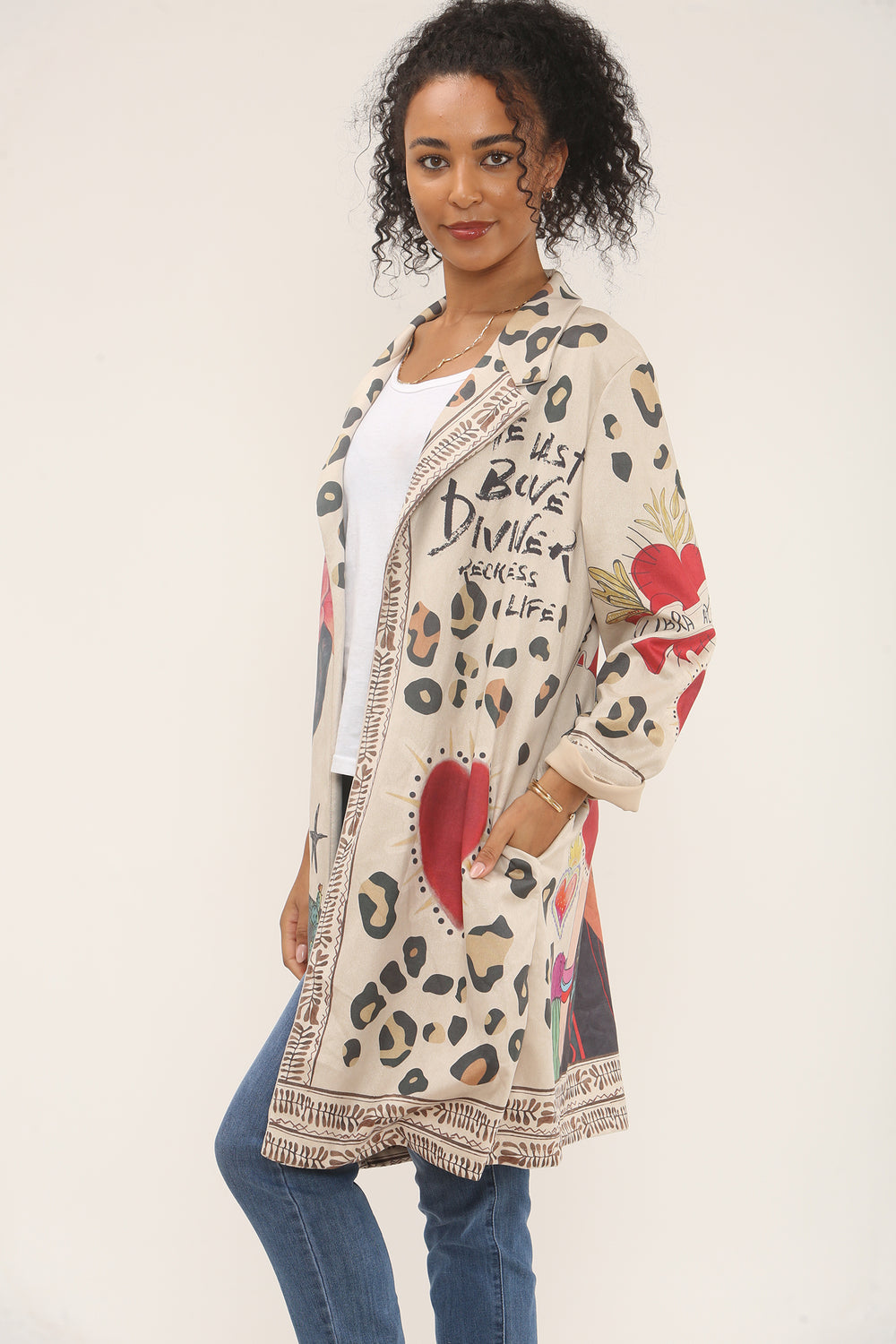 Printed pocket detail Cardigan (15262308893056)