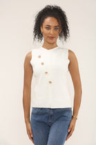 Cross pattern gold button waistcoat (15258377290112)