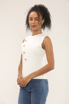 Cross pattern gold button waistcoat (15258377290112)