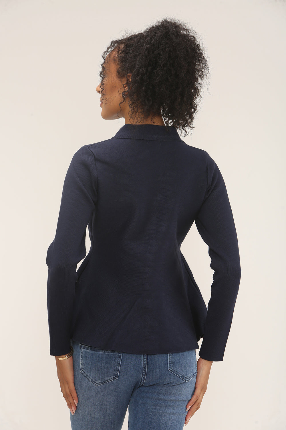 Collar gold button  Knitted top (15262375838080)