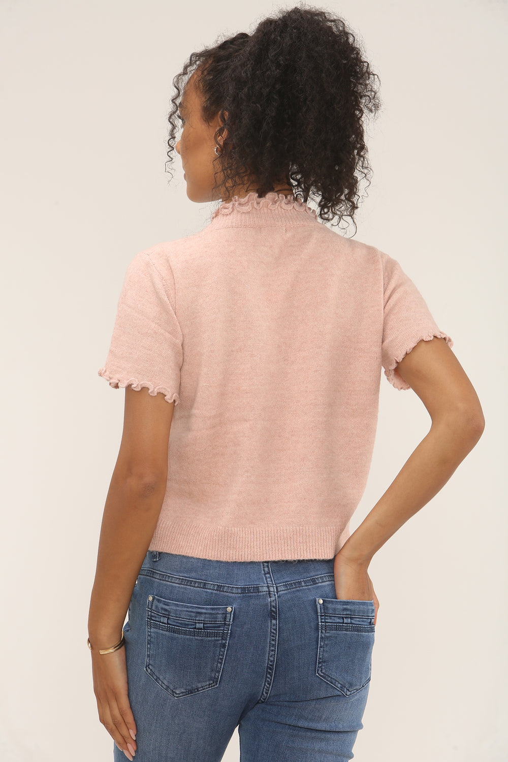 Frill  detail neck & Sleeve Jumper (15262387143040)
