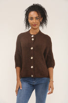 Cap Sleeve knitted button Cardigan (15258637500800) (15300340810112)