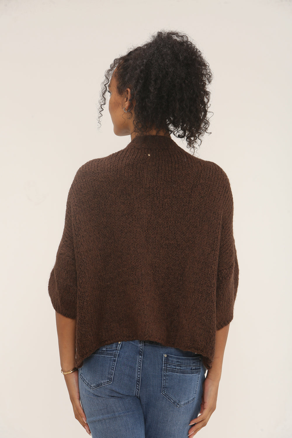 Cap Sleeve knitted button Cardigan (15258637500800) (15300340810112)