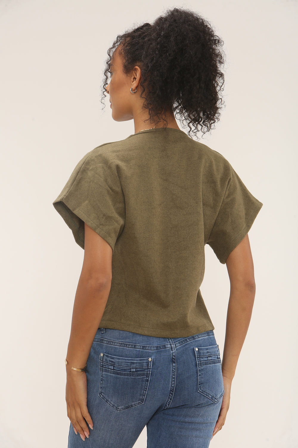 Sun gold button Asymmetric knit top (15262523031936)