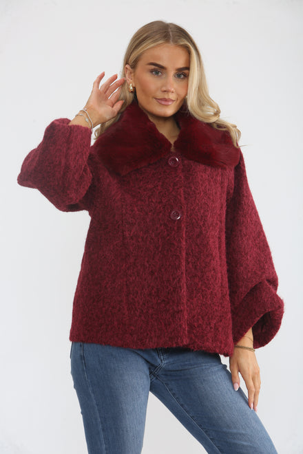 FAUX FUR COLLAR JACKET