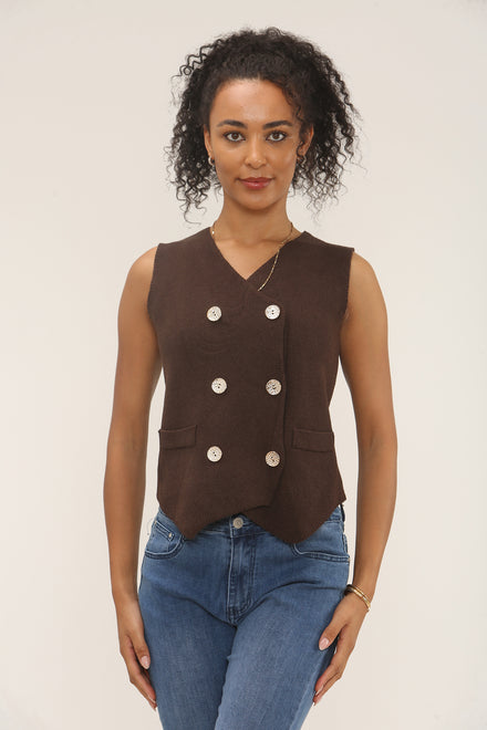 Double Breasted fine knit waistcoat (15262765220224) (15335636926848)