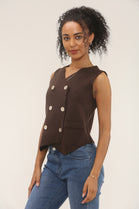 Double Breasted fine knit waistcoat (15262765220224) (15335636926848)