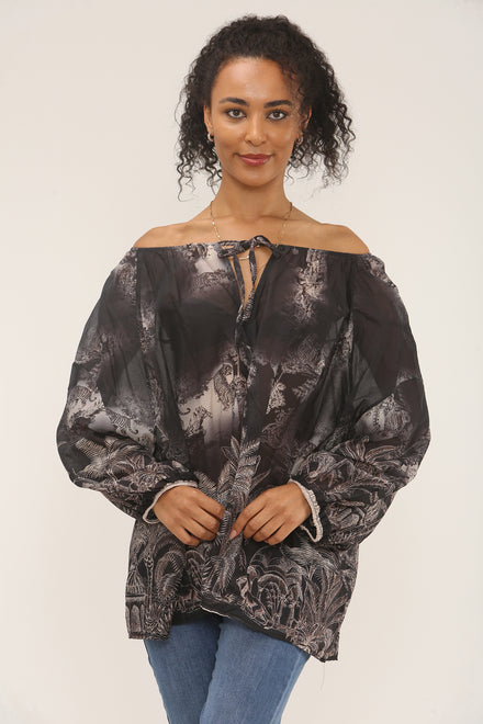Printed Oversized Blouse (15258390495616)