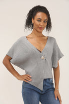 Asymmetric Button knit top (15258659783040)