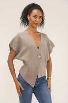 Asymmetric Button knit top (15258651787648)
