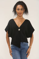 Asymmetric Button knit top (15258660995456)