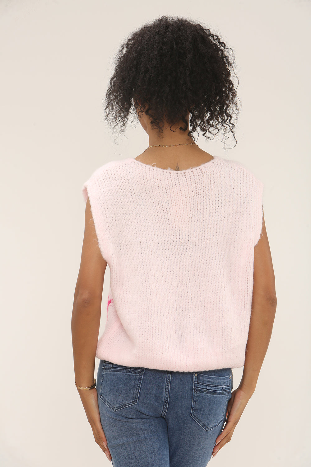 Sun Print bow knitted top (15262799069568)