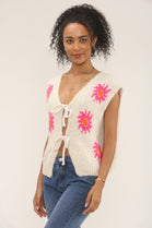 Sun Print bow knitted top (15262788747648)