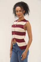 Stripe button knit Vest (15262816240000)