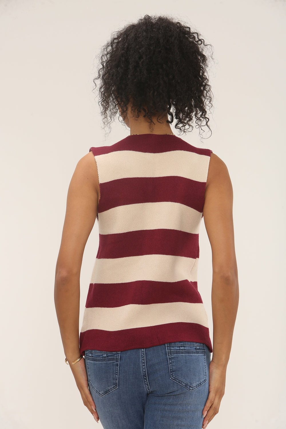 Stripe button knit Vest (15262816240000)