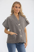 BOUCLE KNIT GOLD BUTTON WAISTCOAT