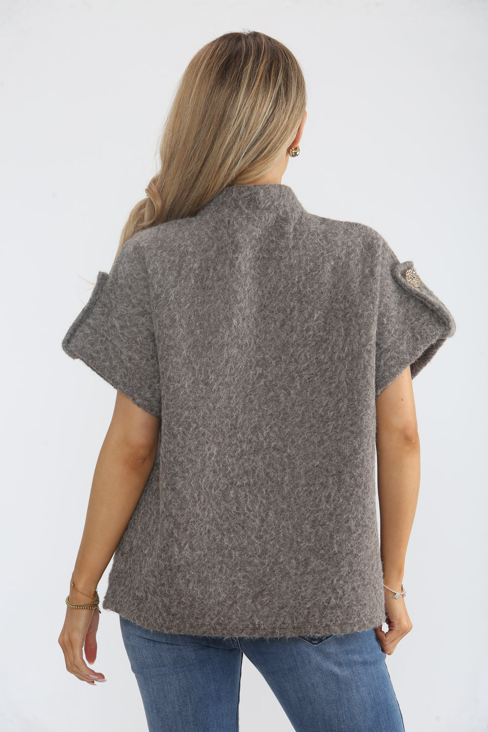 BOUCLE KNIT GOLD BUTTON WAISTCOAT