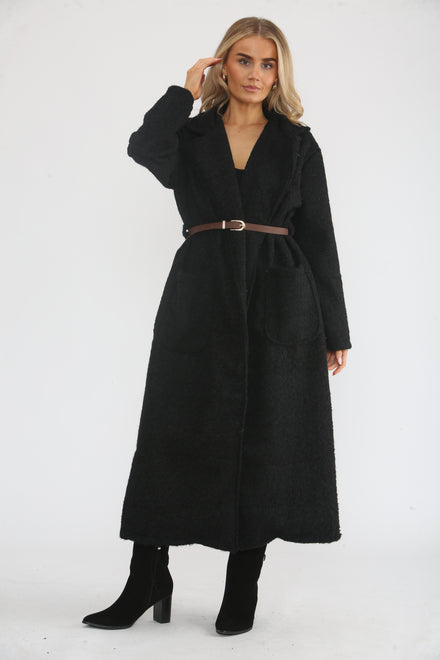 BOUCLE BELTED  COAT