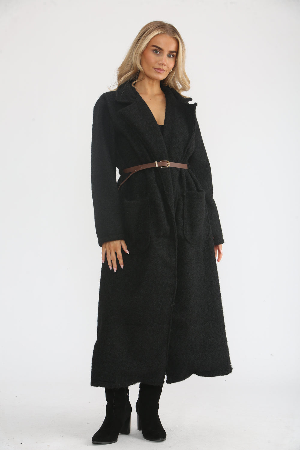 BOUCLE BELTED  COAT