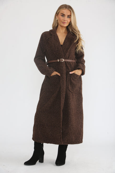 BOUCLE BELTED  COAT