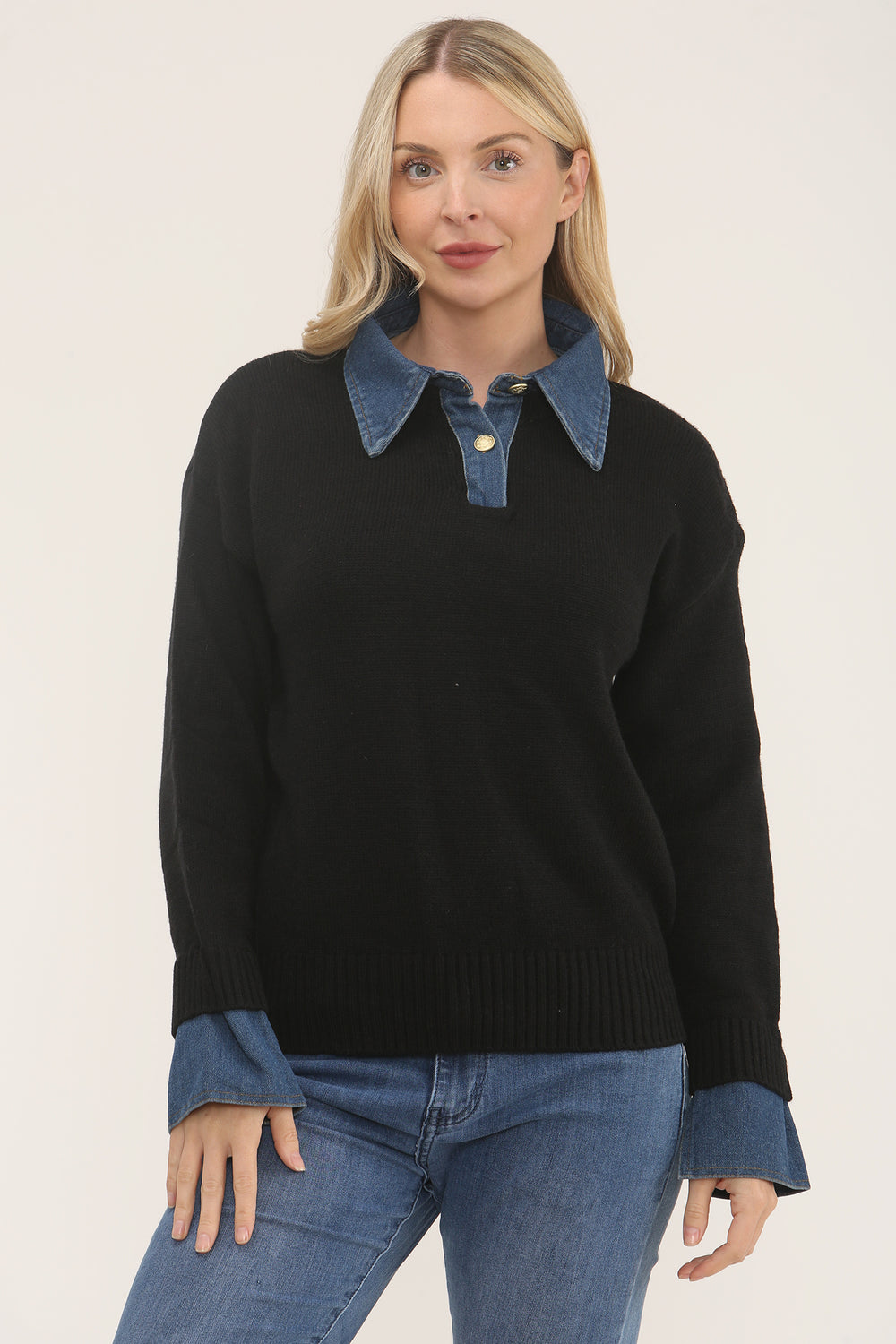 Denim Collar Jumper (15266262188416)