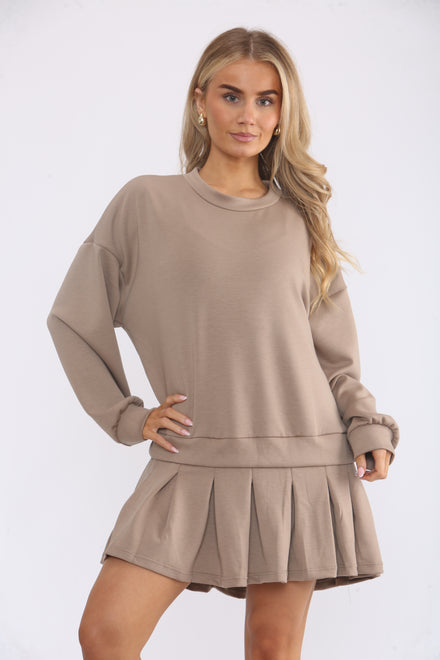 PLEATED BOTTOM JUMPER DRESS