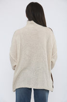 OVERSIZED CHECK HIGH NECK KNIT JUMPER