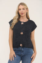 Flower button knit Jumper (15266309210496) (15307899765120)