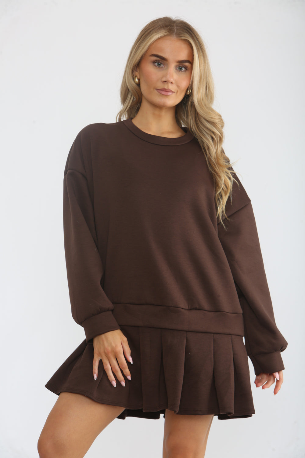 PLEATED BOTTOM JUMPER DRESS