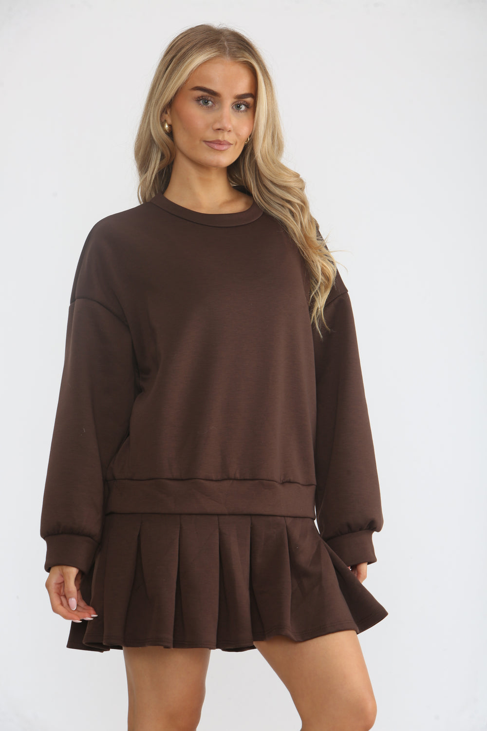 PLEATED BOTTOM JUMPER DRESS