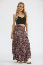 LEOPARD SATIN SKIRT