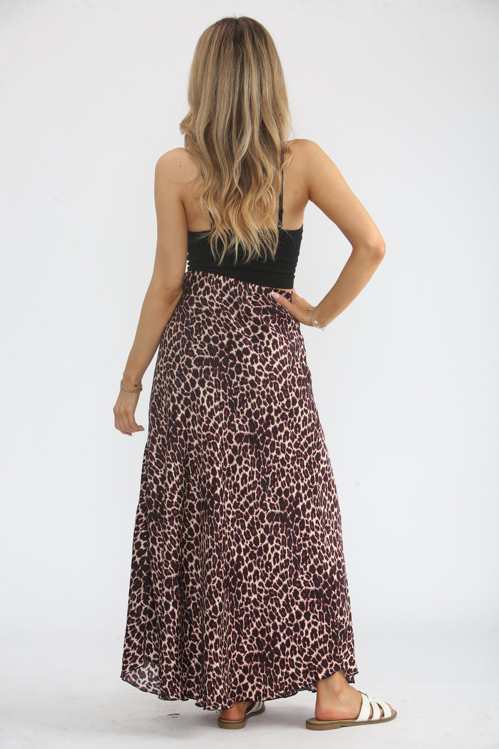 LEOPARD SATIN SKIRT