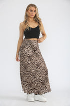 LEOPARD SATIN SKIRT