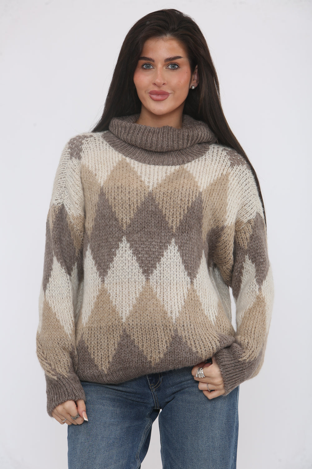 ARGYLE TURTLENECK JUMPER