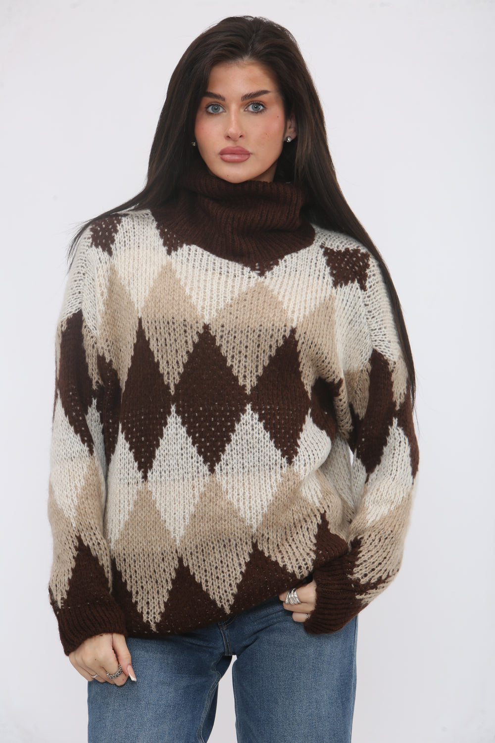 ARGYLE TURTLENECK JUMPER