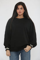 PLEATED BALLOON SLEEVE SWEAT