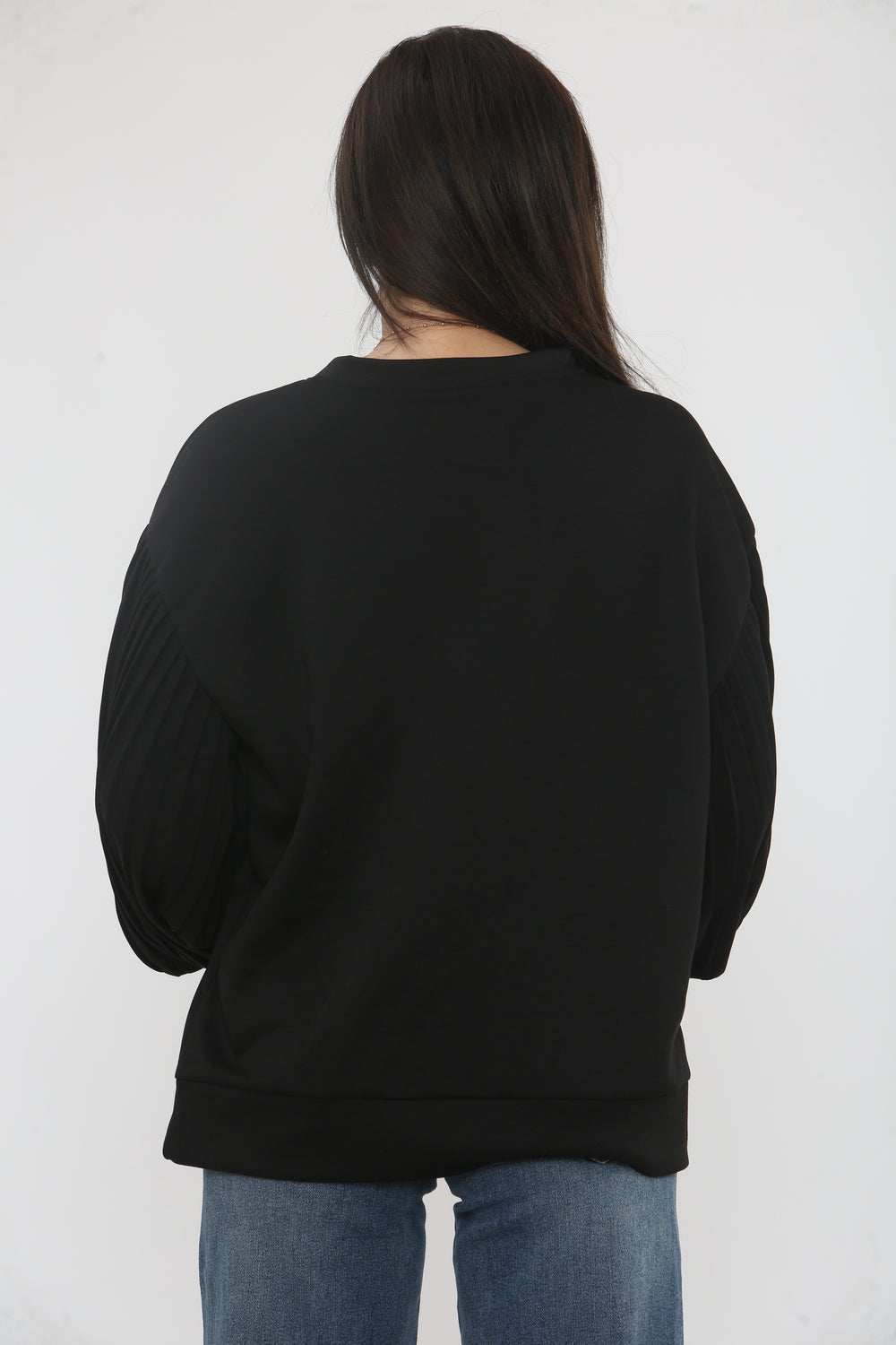 PLEATED BALLOON SLEEVE SWEAT