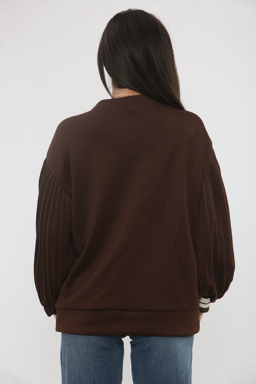 PLEATED BALLOON SLEEVE SWEAT
