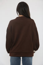 PLEATED BALLOON SLEEVE SWEAT