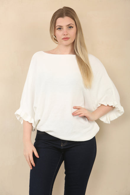 FRILL SLEEVE JUMPER (15071214109056) (15071673385344) (15074905948544)