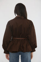 BELTED  BALLOON SLEEVE SHIRT