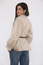 BELTED  BALLOON SLEEVE SHIRT
