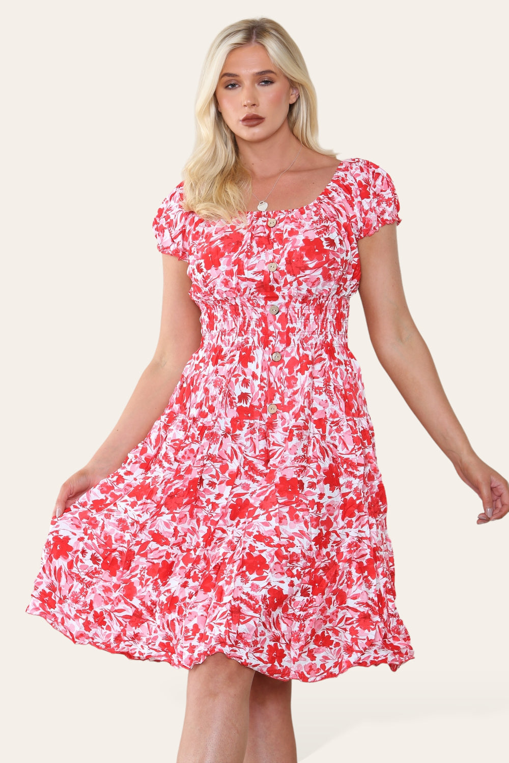 FLORAL PRINT BUTTON DETAIL DRESS(MIXED COLOUR PACK) – NN FASHION