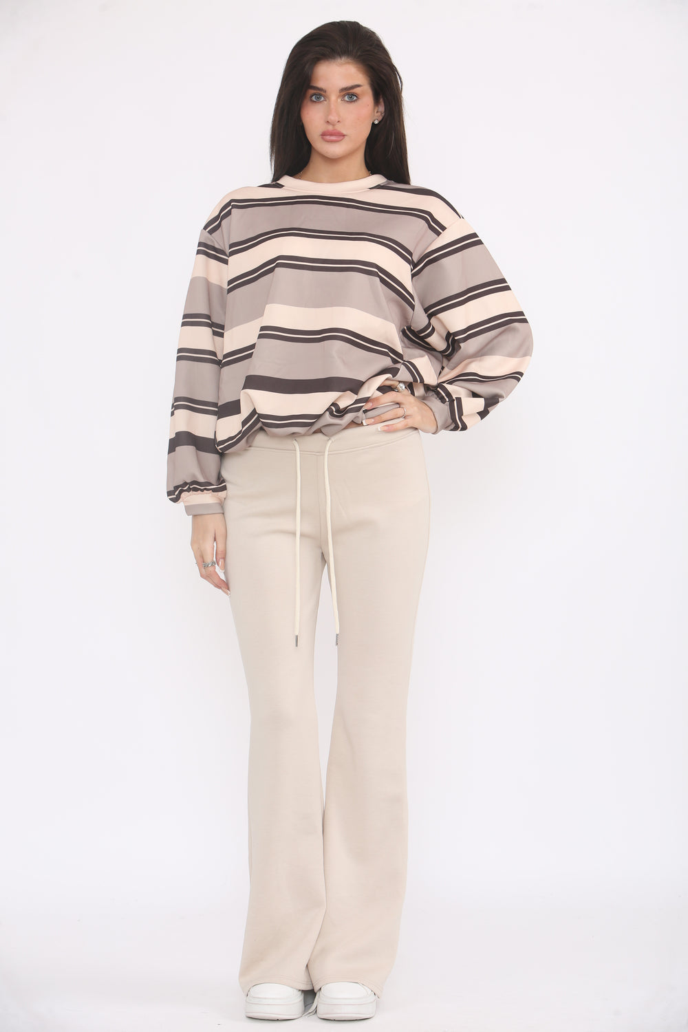 STRIPE SWEAT SHIRT LOUGE SET