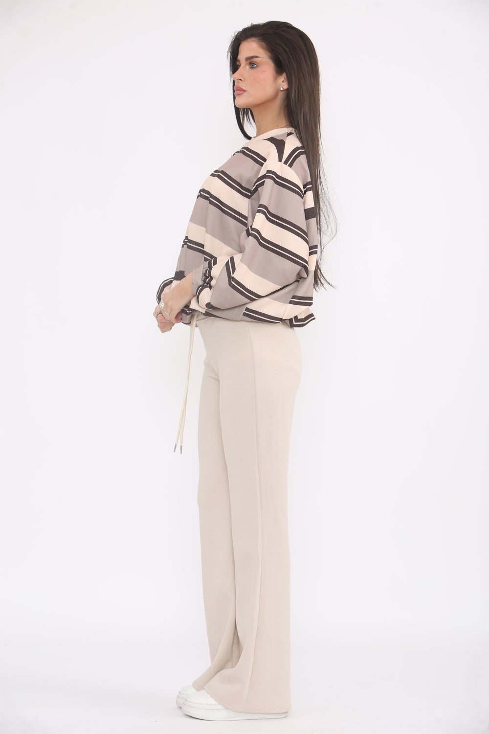 STRIPE SWEAT SHIRT LOUGE SET