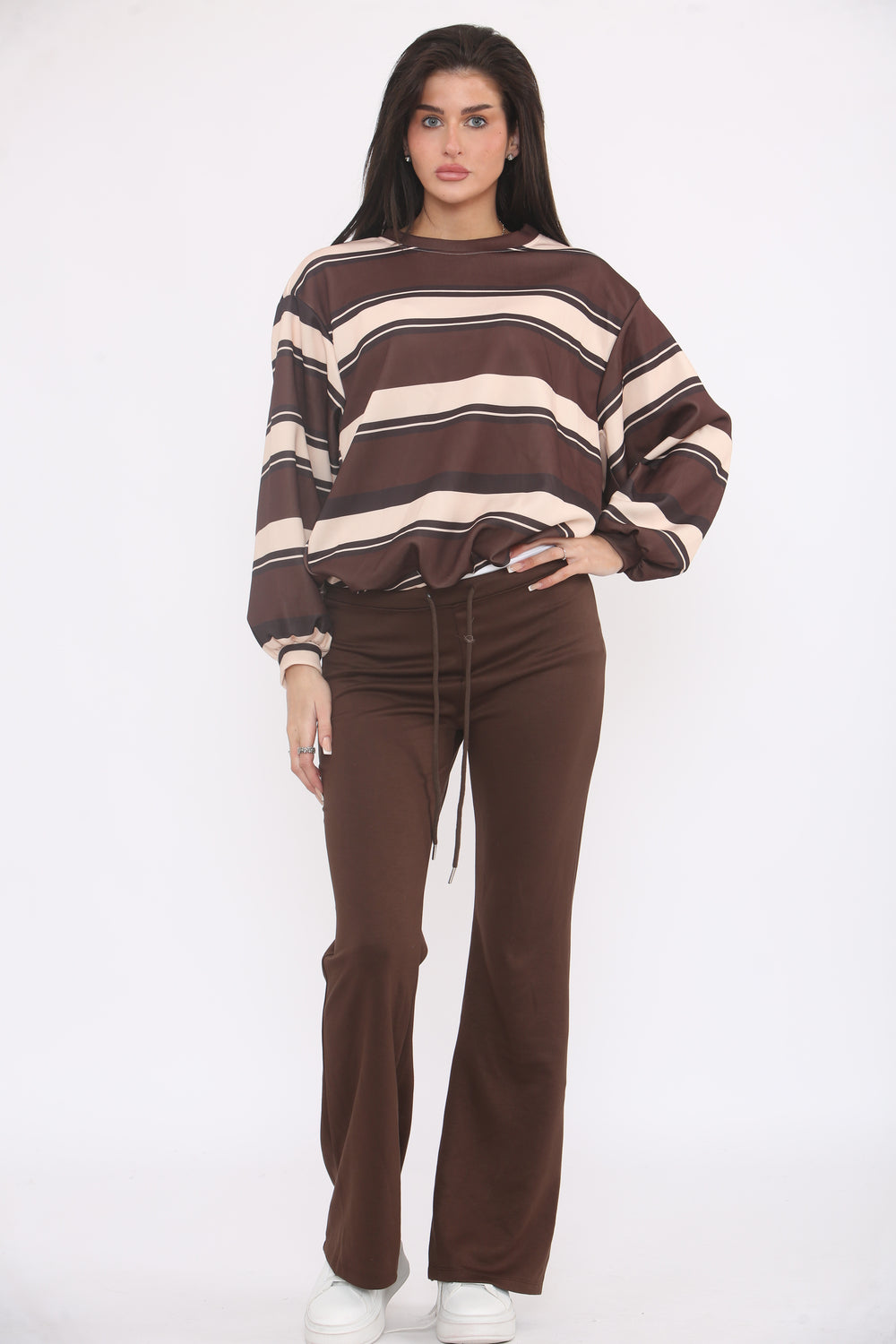 STRIPE SWEAT SHIRT LOUGE SET