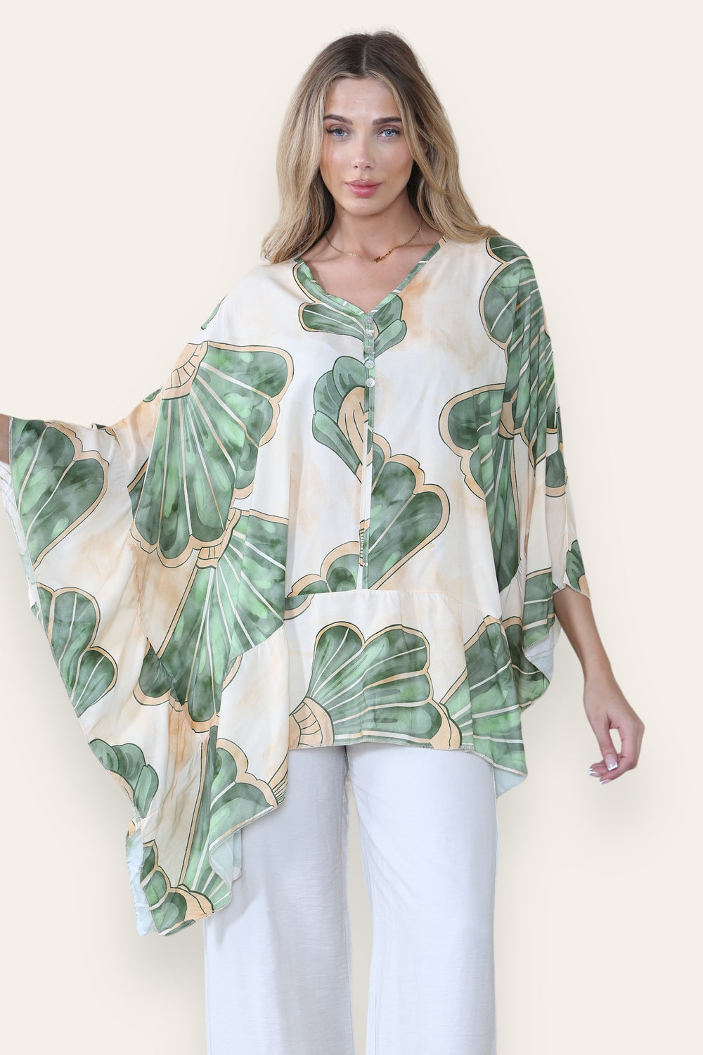 BUTTOB DETAIL BPRINTED OVERSIZED BLOUSE (8484180197624)