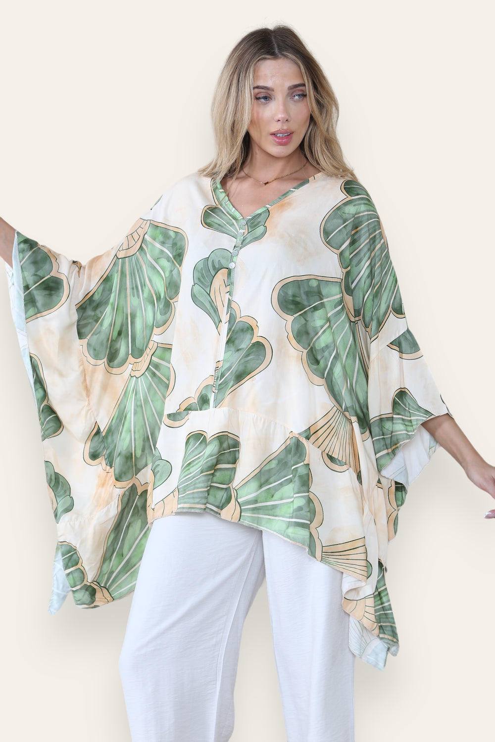 BUTTOB DETAIL BPRINTED OVERSIZED BLOUSE (8484180197624)